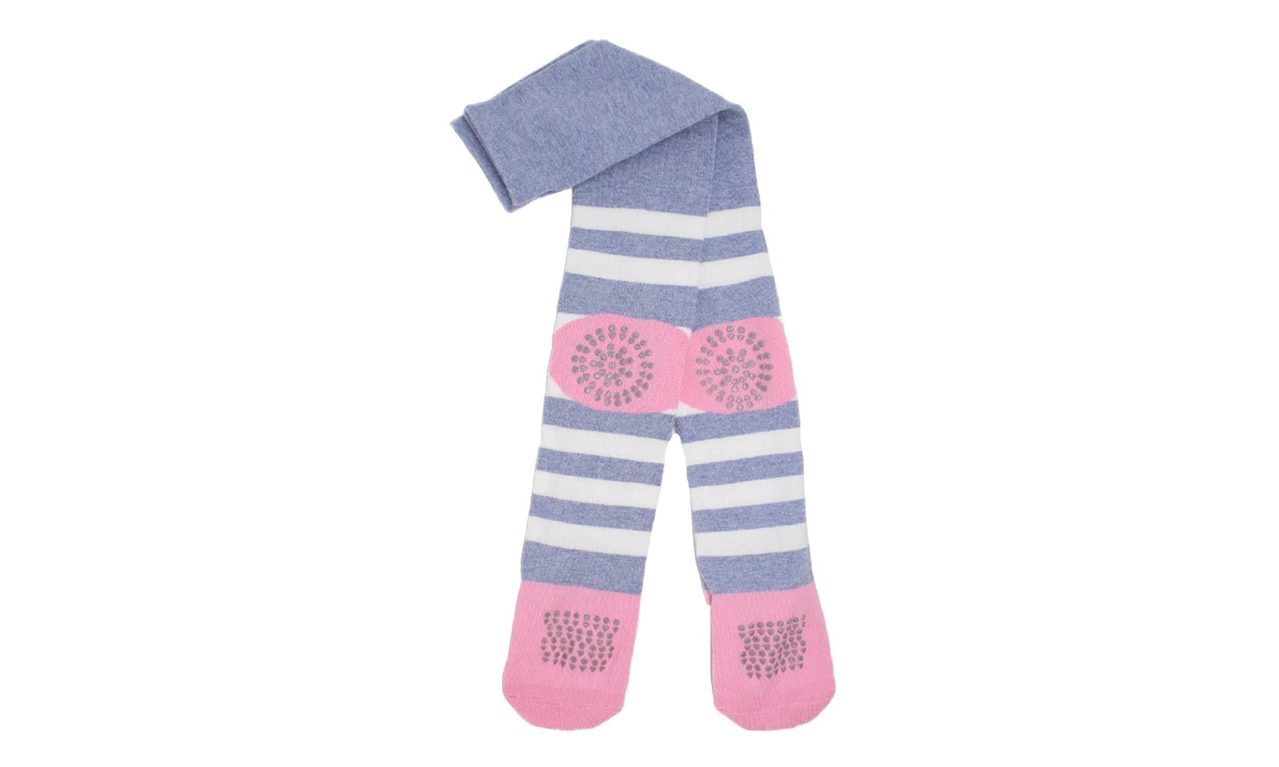 Collant Antidérapant Bébé "À Quatre Pattes" Gris Bleu Coton Écologique